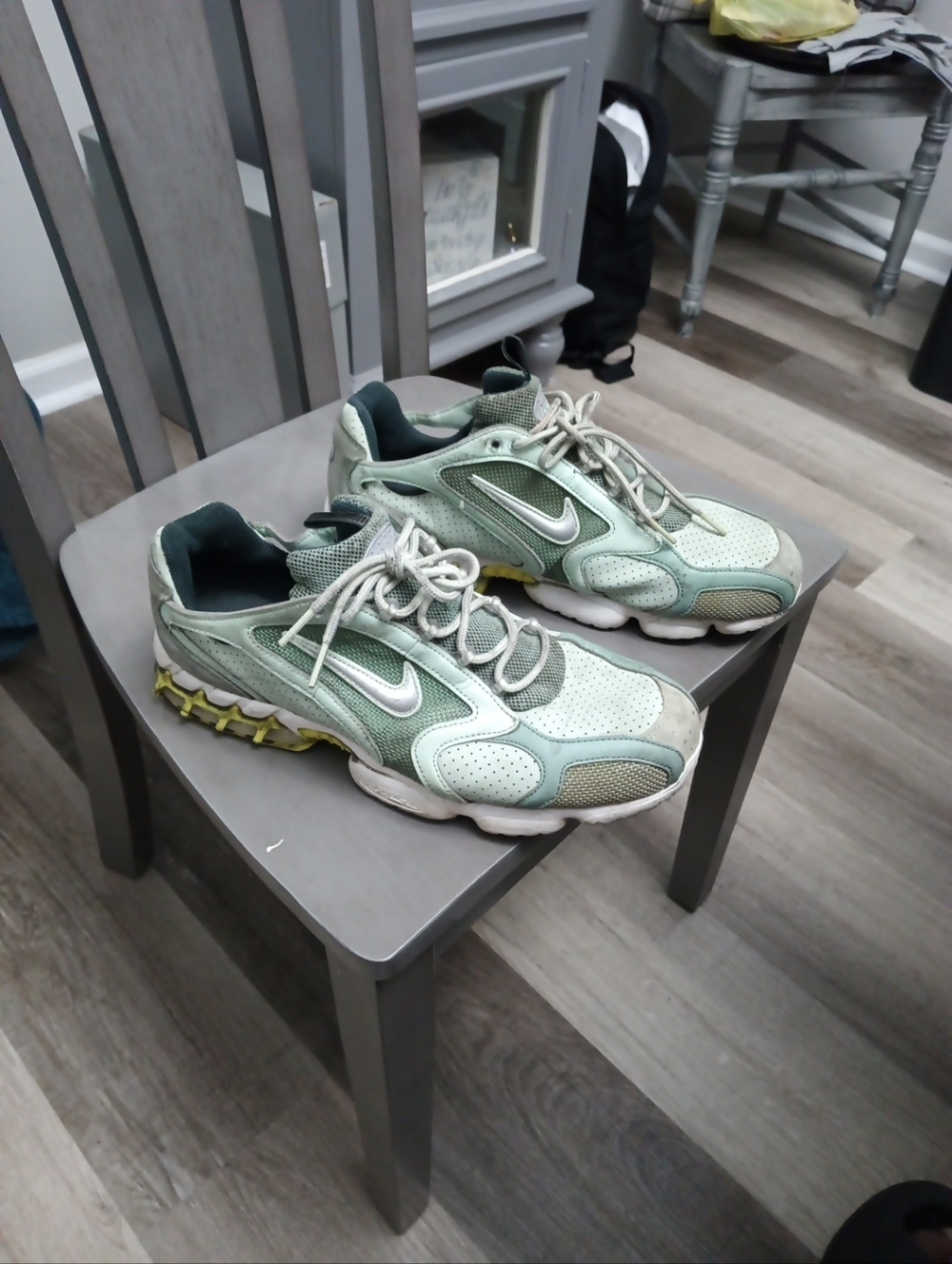 Nike Air Zoom Spiridon Cage Mint Green and Silver  Running Sneakers